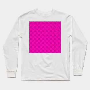 Geometric Triangles Colorful Print Pattern Pink Long Sleeve T-Shirt